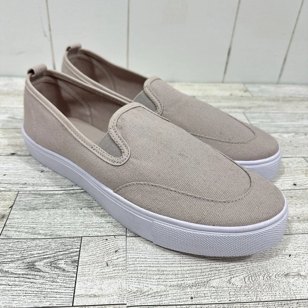NEW ASOS Canvas Beige Tan slip on canvas shoes size US 8 - Picture 1 of 8